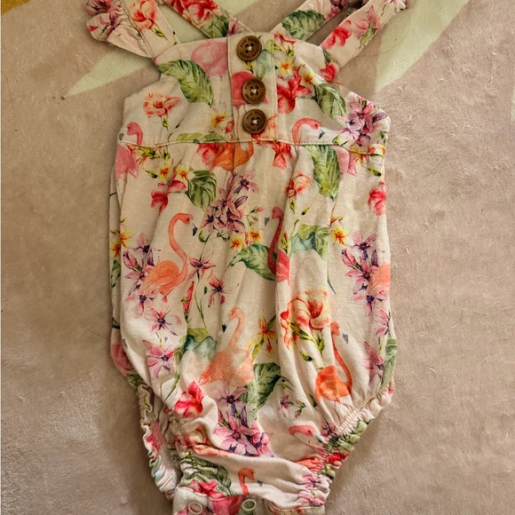 Posh Peanut Other - Posh Peanut Pink Flamingo 🦩Floral Baby Romper